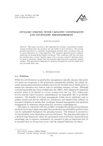 Math. Appl), 143–166 DOI: maDYNAMIC PRICING WITH CAPACITY CONSTRAINTS AND INVENTORY REPLENISHMENT ASMUND OLSTAD