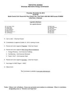 TENTATIVE AGENDA Arkansas Alternative Energy Commission ____________________________________________________________________________________________________  Thursday, November 04, 2010