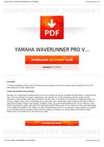 BOOKS ABOUT YAMAHA WAVERUNNER PRO VXR MANUAL  Cityhalllosangeles.com YAMAHA WAVERUNNER PRO V...