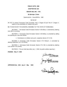 PUBLIC ACTS, 1999 CHAPTER NO. 230 SENATE BILL NO[removed]By Springer, Crowe Substituted for: House Bill No[removed]By Kernell