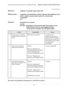 Labrador Inuit Land Claims Agreement - Implementation Plan  Chapter 4: Land and Non-Renewable Resources Activity Sheet 4-1