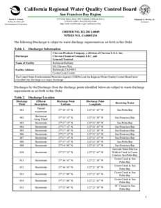 California Regional Water Quality Control Board San Francisco Bay Region 1515 Clay Street, Suite 1400, Oakland, California2300 y Faxhttp://www.waterboards.ca.gov/sanfranciscobay