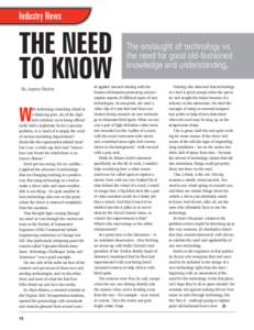 Industry News  THE NEED TO KNOW By Joanne Ritchie