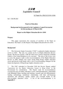 立法會 Legislative Council LC Paper No. CB[removed]) Ref : CB2/PL/ED  Panel on Education