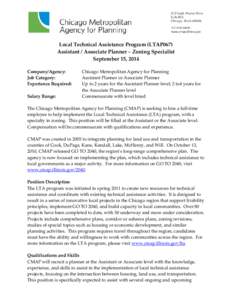 Local Technical Assistance Program (LTAP067) Assistant / Associate Planner – Zoning Specialist September 15, 2014 Company/Agency: Job Category: Experience Required: