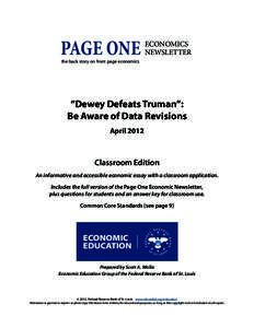 PAGE ONE  ECONOMICS NEWSLETTER  the back story on front page economics