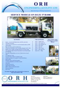 ORH ENGINEERING (AUST) PTY LTD Specializing in Mining Equipment SERVICE MODULE ON ISUZU FVR1000