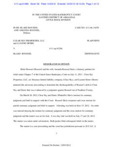 4:11-ap[removed]Doc#: 58 Filed: [removed]Entered: [removed]:14:29 Page 1 of 13  IN THE UNITED STATES BANKRUPTCY COURT EASTERN DISTRICT OF ARKANSAS LITTLE ROCK DIVISION