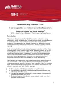 Evaluation methods / Peer feedback / Peer assessment / Peer review / Sage / Empowerment evaluation / Course evaluation / Education / Evaluation / Knowledge