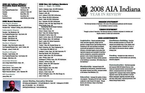 2008 AIA Indiana Officers / Executive Board Members President Vice President/President Elect Secretary Treasurer