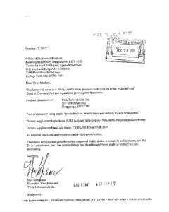 October 17,2002 Office of Nutritional Products Labeling and Dietary Supplements (HFS[removed]Center for Food Safety and Applied Nutrition US. Food and Drug Administration[removed]Paint Branch Parkway