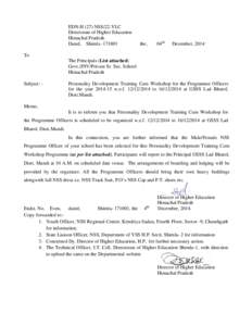 EDN-H (27) NSS/22-YLC Directorate of Higher Education Himachal Pradesh. Dated, Shimla[removed]the,