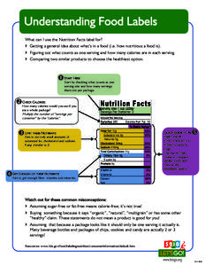 Understanding Food Labels What can I use the Nutrition Facts label for? Getting a general idea about what’s in a food (i.e. how nutritious a food is). Figuring out what counts as one serving and how many ca