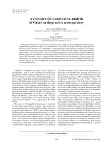 Behavior Research Methods 2009, 41 (4), doi:BRMA comparative quantitative analysis of Greek orthographic transparency