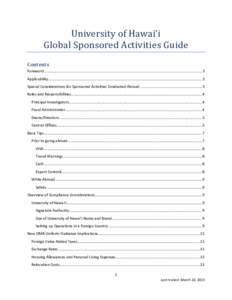 University of Hawai‘i Global Sponsored Activities Guide Contents  Foreword................................................................................................................................................