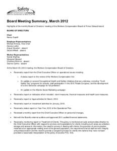 Board Meeting Summary March 2012