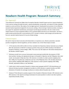    	
     Newborn	
  Health	
  Program:	
  Research	
  Summary	
   Our	
  Approach	
  