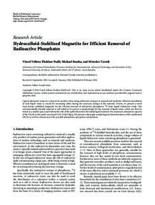 Hydrocolloid-Stabilized Magnetite for Efficient Removal of Radioactive Phosphates
