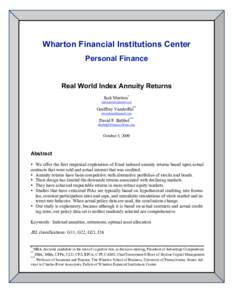 Wharton Financial Institutions Center  Wharton Financial Institutions Center Personal Finance  Real World Index Annuity Returns
