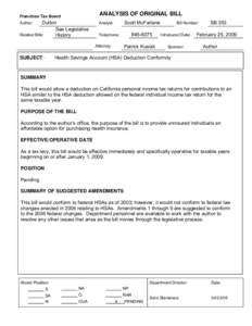 Health Savings Account (HSA) Deduction Conformity