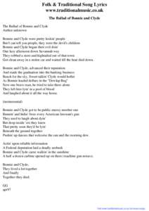 Folk & Traditional Song Lyrics - The Ballad of Bonnie and Clyde