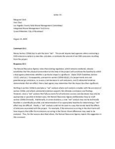 Letter 33 Margaret Clark Vice Chair Los Angeles County Solid Waste Management Committee/ Integrated Waste Management Task Force Council Member, City of Rosemead