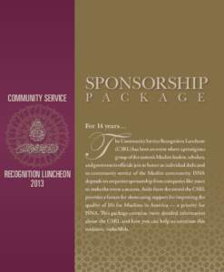 COMMUNITY SERVICE  SPONSORSHIP P A C K A G E For 14 years …