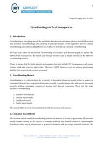 1  Kongens Lyngby, April 10, 2014 Crowdfunding and Tax Consequences