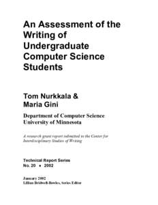 An Assessment of the Writing of Undergraduate