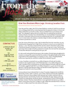 From the flock MARCH 2010 • VOLUME 7 • ISSUE 3  MONTHLY NEWSLETTER FOR THE CANADIAN SHEEP INDUSTRY