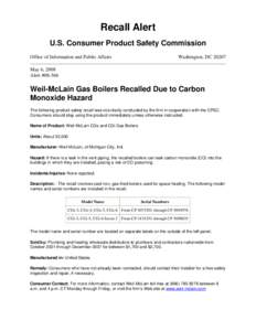 Consumer Product Safety Commission / 110th United States Congress / Magnetix / Consumer protection law / Consumer Product Safety Improvement Act / Bethesda /  Maryland / U.S. Consumer Product Safety Commission / Weil McLain