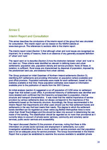 Annex C Interim Report and Consultation This annex describes the conclusions of the interim report of the group that was circulated for consultation. The interim report can be viewed on the NISRA website at www.nisra.gov