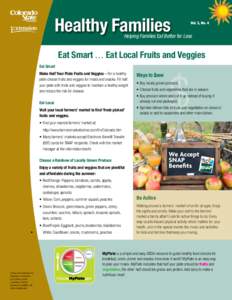 Healthy Families  Vol. 3, No. 4 Helping Families Eat Better for Less