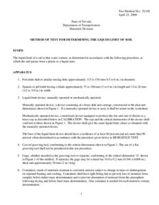 Test Method Nev. T210I April 25, 2008 State of Nevada Department of Transportation Materials Division