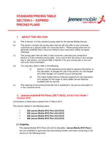 1  STANDARD PRICING TABLE SECTION 3 – EXPIRED PRICING PLANS