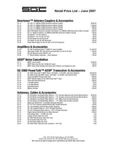 Retail Price List – June 2007 Smartuner™ Antenna Couplers & Accessories