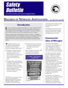 Safety Bulletin U.S. Chemical Safety and Hazard Investigation Board  HAZARDS OF NITROGEN ASPHYXIATION