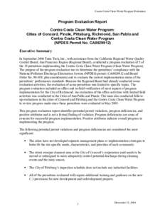 Contra Coasta Clean Water Program: Cities of Concord, Pinole, Pittsburg, Richmond, San Pablo and Contra Costa Clean Water Program