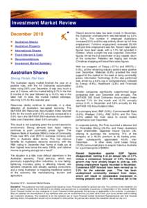 Investment Market Review December 2010  Australian Shares