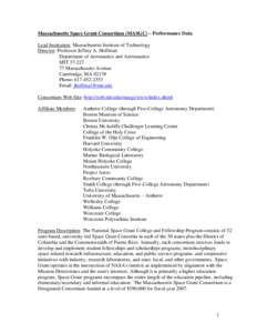 NASA / Academia / University of Massachusetts Amherst / Massachusetts Institute of Technology / Jeffrey A. Hoffman / University of Massachusetts / National Space Grant College and Fellowship Program / NASA Academy / Indiana Space Grant Consortium / Association of Public and Land-Grant Universities / New England Association of Schools and Colleges / Education in the United States