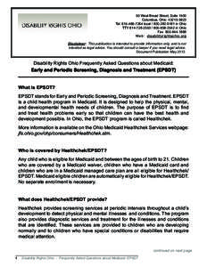 50 West Broad Street, Suite 1400 Columbus, Ohio[removed]Tel[removed]local[removed]in Ohio TTY[removed][removed]in Ohio Fax[removed]Web: disabilityrightsohio.org