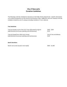    City of Newcastle  Donation Guidelines     