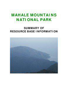 MAHALE MOUNTAINS NATIONAL PARK SUMMARY OF