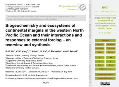 Discussion Paper  Biogeosciences Discuss., 11, 11293–11330, 2014 www.biogeosciences-discuss.net[removed]doi:[removed]bgd[removed] © Author(s[removed]CC Attribution 3.0 License.