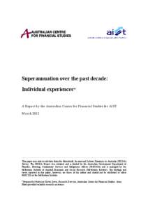 Statistics / Employment compensation / Pension / Personal finance / Retirement / Defined benefit pension plan / Finance / Household /  Income and Labour Dynamics in Australia Survey / Superannuation in Australia / Economics / Investment / Economy of Australia