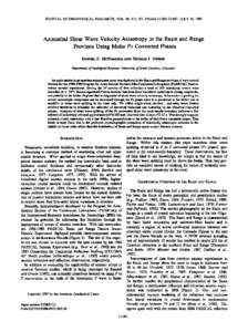 JOURNAL OF GEOPHYSICAL  RESEARCH, VOL. 98, NO. B7, PAGES 12,003-12,017, JULY 10, 1993 Azimuthal ShearWave Velocity Anisotropyin the Basin and Range ProvinceUsing Moho Ps ConvertedPhases