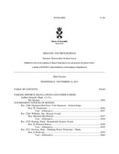 HANSARD[removed]DEBATES AND PROCEEDINGS Speaker: Honourable Gordon Gosse