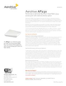 datasheet  Aerohive AP230 Performance optimized 802.11ac/n Dual-Radio 3x3:3 access point with internal antenna option