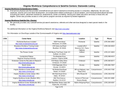 Microsoft Word - One Stop Statewide List Sept 19