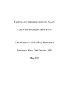 Administrative Civil Liability Assessments Pursuant to Water Code Section[removed]May 2003